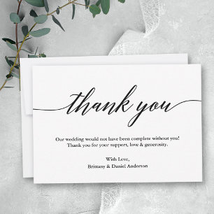 Minimalistische Hochzeit der modernen Kalligrafie Dankeskarte