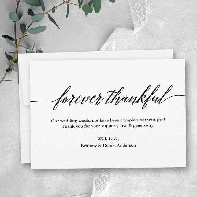 Minimalistische Hochzeit der modernen Kalligrafie  Dankeskarte (Customize to change your personalized text size or to add more text or photos to back of card.)