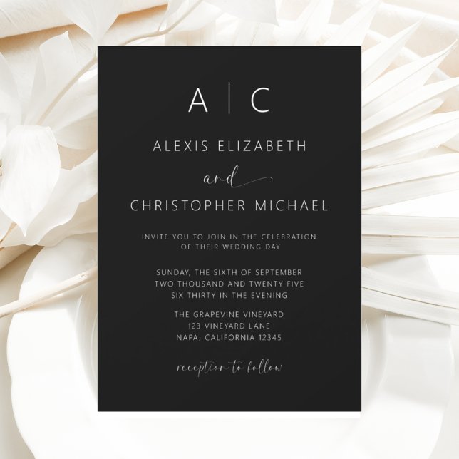 Minimalistische Hochzeit der modernen Kalligrafie Einladung (Von Creator hochgeladen)