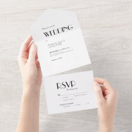 Minimalistische Hochzeit der Modernen Kunst All In One Einladung