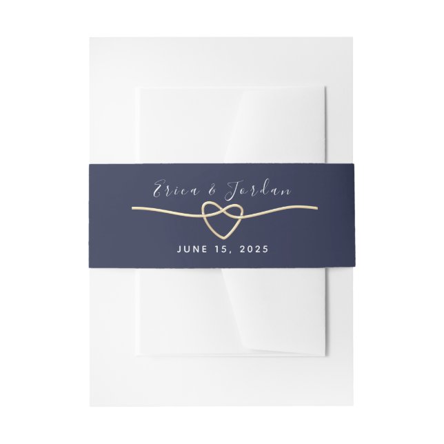 Minimalistische Hochzeit der modernen Marine Einladungsbanderole (Vorderseite Beispiel)