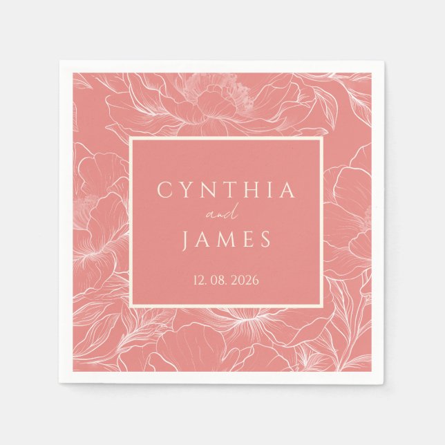 Minimalistische Hochzeit der rosa Koralle Serviette (Vorderseite)