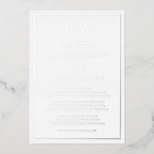 Minimalistische Hochzeit der Silberfolie Monogram Folieneinladung