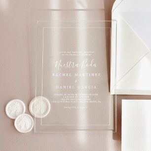 Minimalistische Hochzeit der Weißen Romantik Acryleinladungen