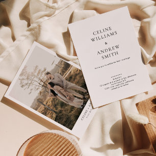 Minimalistische Hochzeit des Fotos Römische Zahlen Einladung