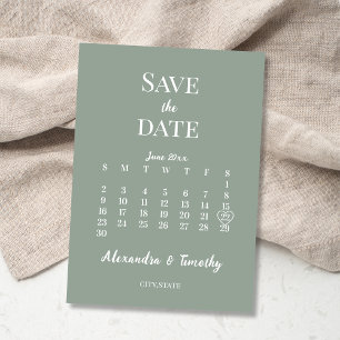 Minimalistische Hochzeit des Grünen Kalenders Save The Date