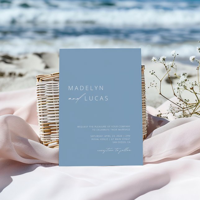 Minimalistische Hochzeit des modernen Blue QR-Code Einladung (Von Creator hochgeladen)