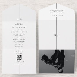 Minimalistische Hochzeit des modernen Fotos All In One Einladung
