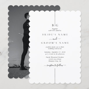 Minimalistische Hochzeit des modernen Fotos Einladung