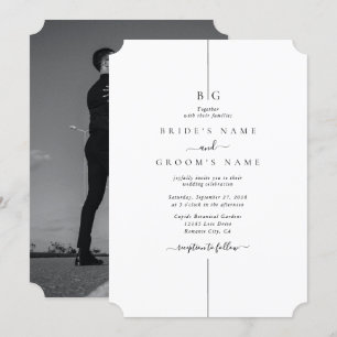 Minimalistische Hochzeit des modernen Fotos Einladung
