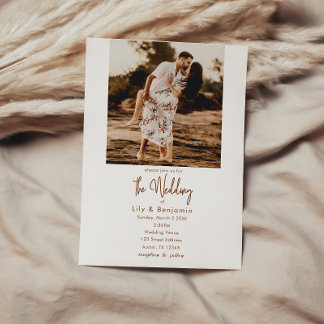 Minimalistische Hochzeit des modernen Fotos Einladung