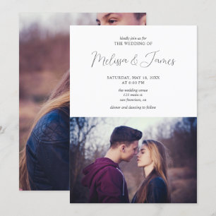 Minimalistische Hochzeit des modernen Fotos Einladung