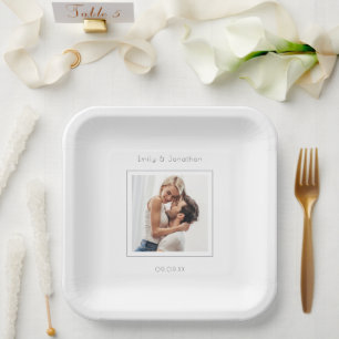 Minimalistische Hochzeit des modernen Fotos Pappteller