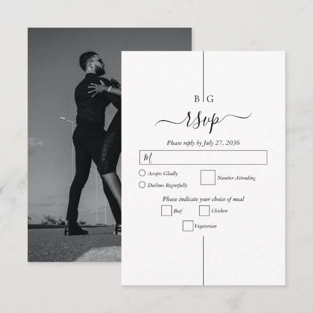 Minimalistische Hochzeit des modernen Fotos RSVP Karte (Vorne/Hinten)