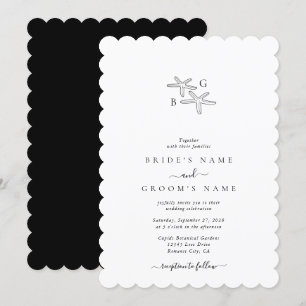 Minimalistische Hochzeit des Starfish Beach Monogr Einladung