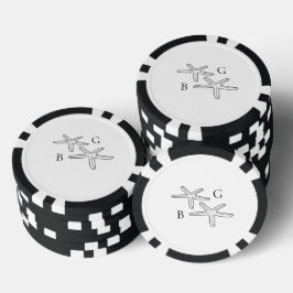 Minimalistische Hochzeit des Starfish Beach Monogr Pokerchips