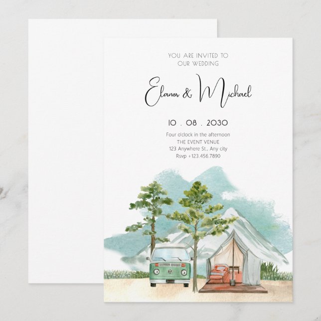 Minimalistische Hochzeit Einladung (Vorne/Hinten)