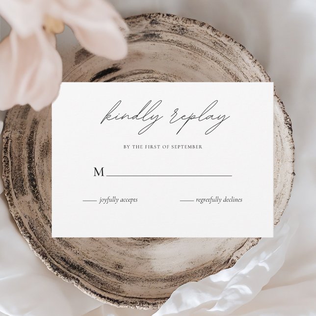 Minimalistische Hochzeit Elegant Schwarz & Weiß RSVP Karte (Von Creator hochgeladen)