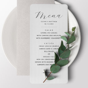 Minimalistische Hochzeit Elegante Chic Empfangs Menükarte