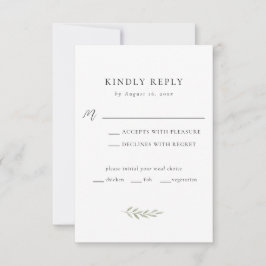 Minimalistische Hochzeit Elegante Moderne Grünpfla RSVP Karte