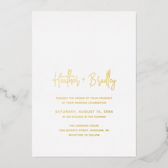 Minimalistische Hochzeit Folieneinladung (Vorderseite)