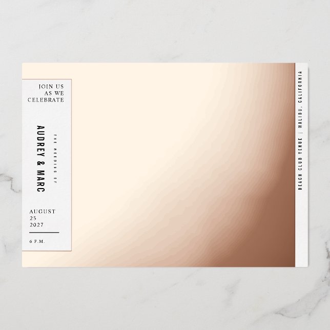 Minimalistische Hochzeit Folieneinladung (Vorderseite)