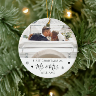 Minimalistische Hochzeit Foto Erste Weihnachtsfeie Keramik Ornament
