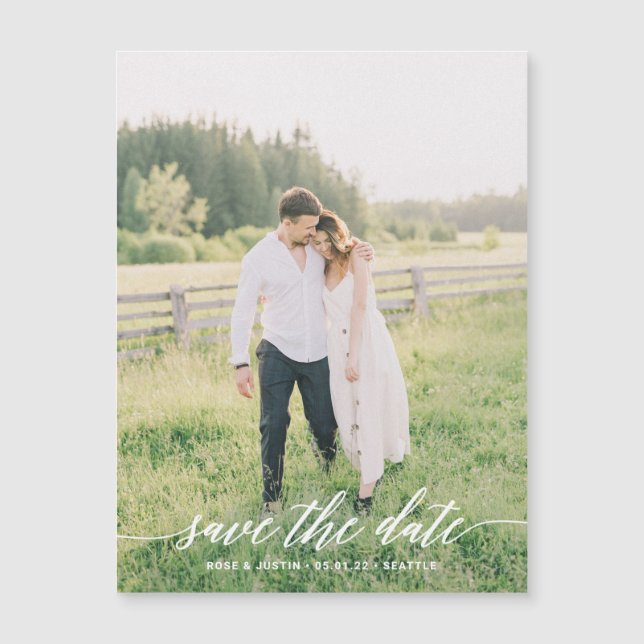 Minimalistische Hochzeit Foto Save the Date Magnetkarte (Vorderseite)