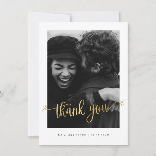 Minimalistische Hochzeit Foto Vielen Dank Postkart Dankeskarte (Vorderseite)