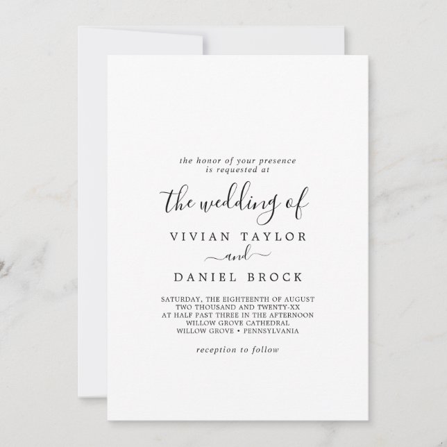 Minimalistische Hochzeit für Paare Einladung (Vorderseite)