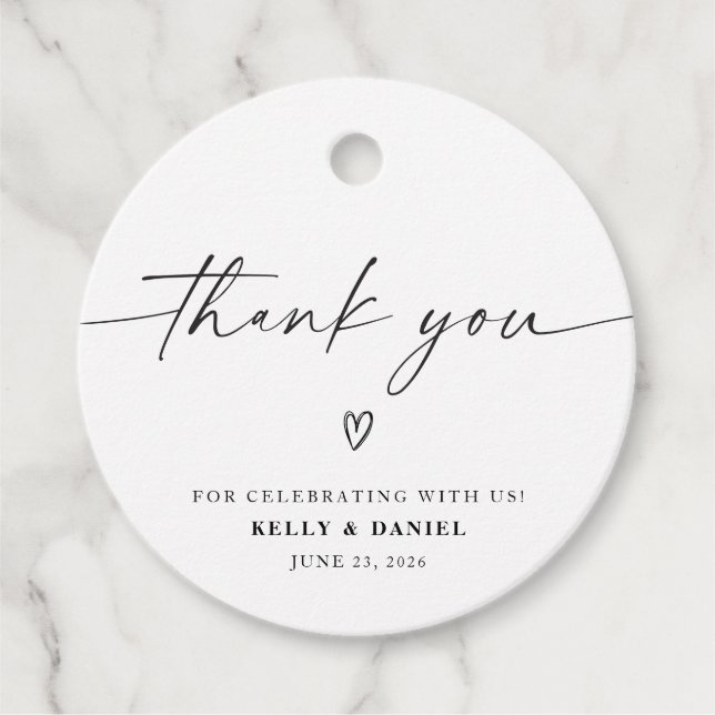 Minimalistische Hochzeit Geschenkanhänger (Vorderseite)