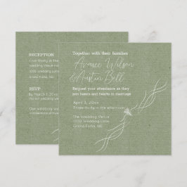 Minimalistische Hochzeit Grün und Weiß Einladung