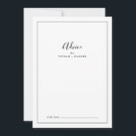 Minimalistische Hochzeit Hinweiskarte<br><div class="desc">This minimalist wedding advice card is perfect for a simple wedding and can be used for any event. The modern romantic design feature classic black and white typography paired with a rustic yet elegant calligraphy with vintage hand lettered style. Customizable in any color. Keep the design simple and elegant, as...</div>
