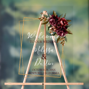 Minimalistische Hochzeit im Herbst Burgund Acrylschild
