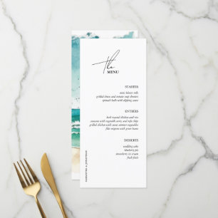 Minimalistische Hochzeit im Wasser Menükarte