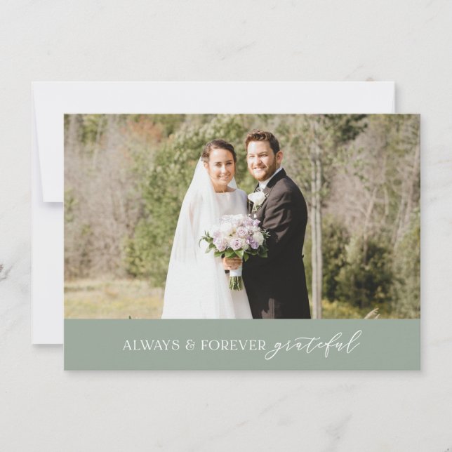 Minimalistische Hochzeit immer und für immer grün Dankeskarte (Vorderseite)
