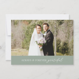 Minimalistische Hochzeit immer und für immer grün Dankeskarte