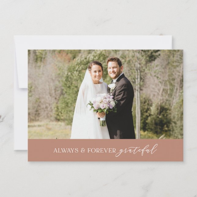 Minimalistische Hochzeit immer und für immer Terra Dankeskarte (Vorderseite)
