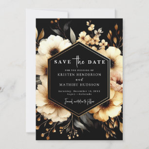 Minimalistische Hochzeit in Aquarellgolden und Bla Save The Date
