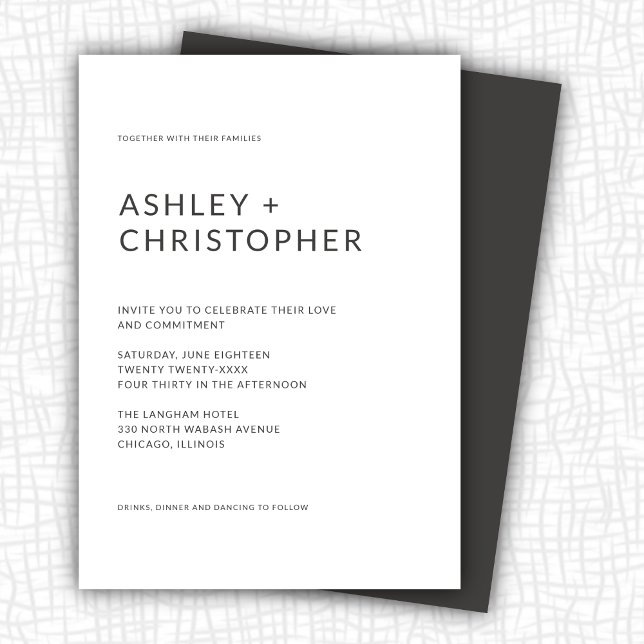 Minimalistische Hochzeit in geordneter Dark Slate Einladung (Von Creator hochgeladen)
