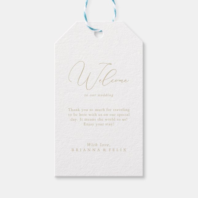 Minimalistische Hochzeit in Gold Klasse Geschenkanhänger (Vorderseite)