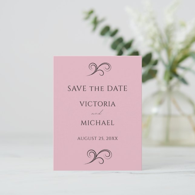 Minimalistische Hochzeit in Rosa Save The Date (Stehend Vorderseite)