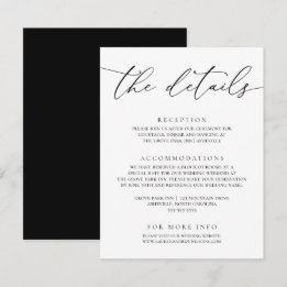 Minimalistische Hochzeit in Schwarz und Weiß Begleitkarte