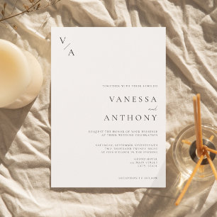 Minimalistische Hochzeit in Schwarz und Weiß Einladung