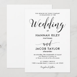 Minimalistische Hochzeit in Schwarz und Weiß Einladung