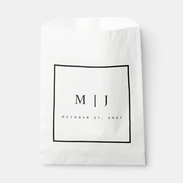 Minimalistische Hochzeit in Schwarz und Weiß Geschenktütchen (Vorderseite)