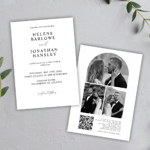 Minimalistische Hochzeit in Schwarz-Weiß-Foto Einladung