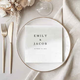 Minimalistische Hochzeit in Schwarz-Weiß Serviette