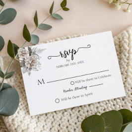 Minimalistische Hochzeit in Silber RSVP Karte