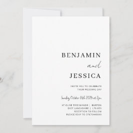 Minimalistische Hochzeit in Weiß Einladung